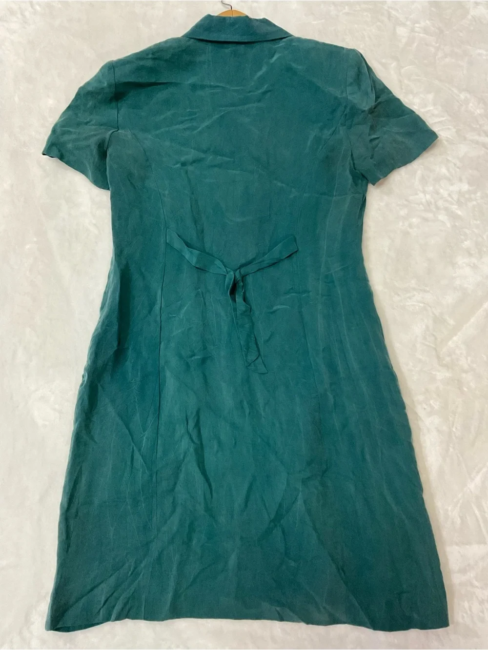 Vintage karin stevens Teal Button-Front Short-Sleeve Dress